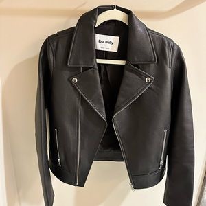 Brand new genuine leather black moto jacket